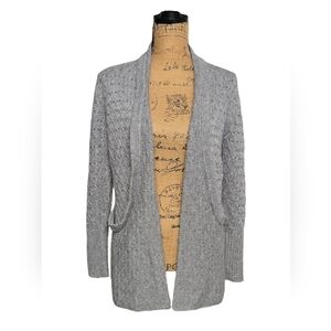 Brixon Ivy Open Front Swoop Pocket Gray Cardigan Sweater Sz XS